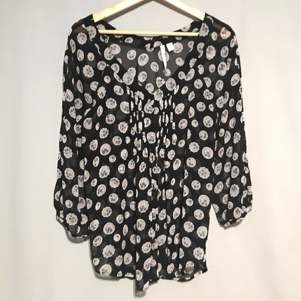 Lauren Conrad | Black Button down sheer blouse